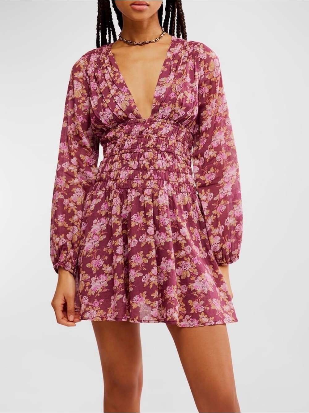Free People Keep You Mini Dress $128 retail
XS • NWT Floral Smocked Waist